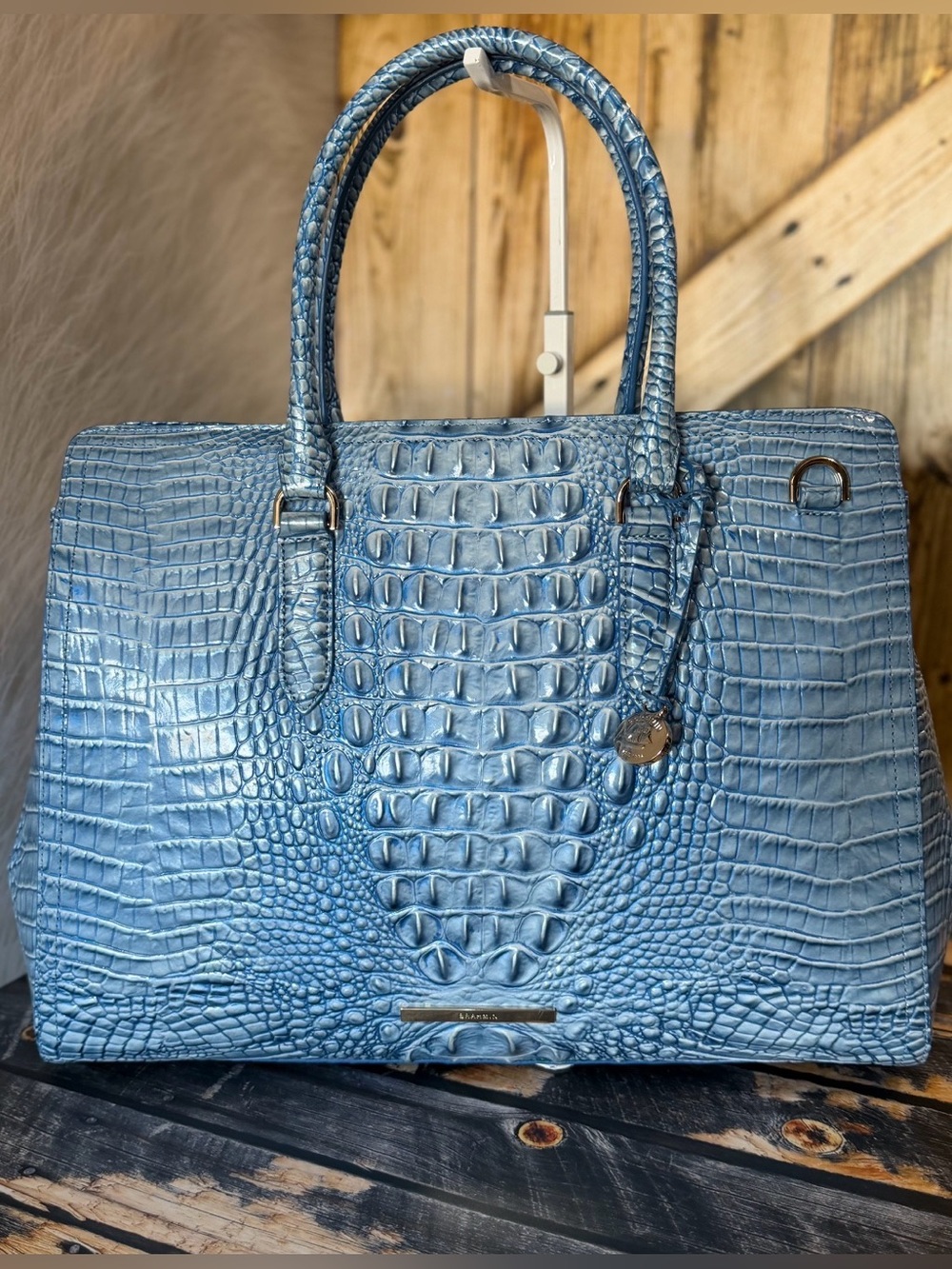 Brahmin Finley Carryall Aura Blue NWT $445 Big beautiful bag! FIRM